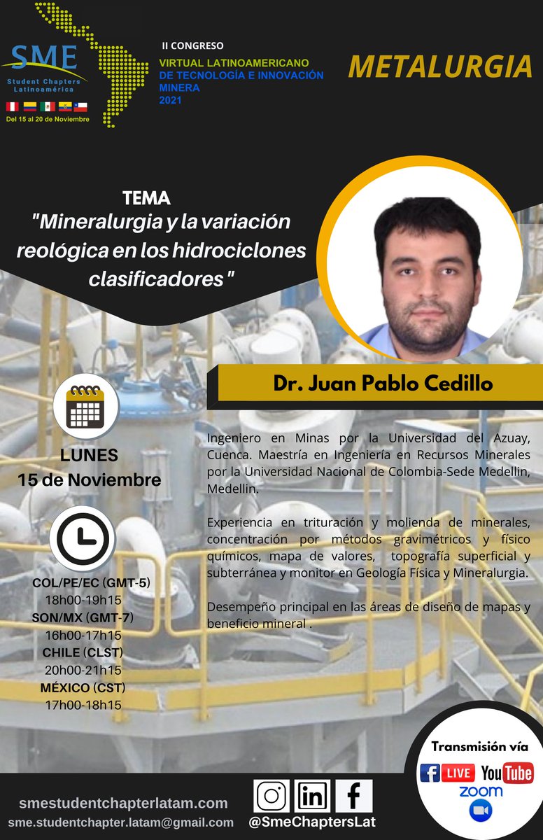 smeunamchapter's tweet photo. ⚙️ Conoce a nuestros ponentes del día Lunes 15 de noviembre

🔸Temática: Metalurgia

🔗Enlace de registro del evento: https://t.co/PDxfrybvY2

🔹Evento organizado por los Student Chapters SME Latinoamérica

⚒️🇨🇱🇨🇴🇪🇨🇲🇽🇵🇪⚒️

Te esperamos ‼️ https://t.co/FlztvsXVW0