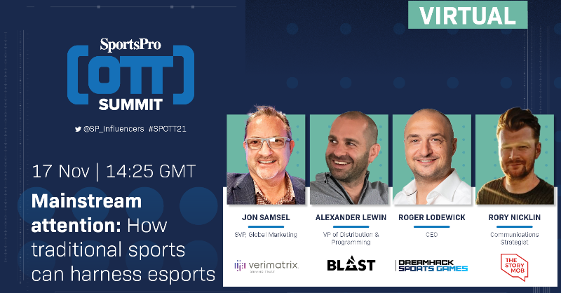 VerimatrixInc's tweet photo. Join Verimatrix's SVP, Global Marketing @JonSamsel on November 17 along with Alexander Lewin of @BLASTPremier and @RogerLodewick of @DHSportsGames as they discuss how traditional sports can harness esports.
#OTTSummit #esports #gaming