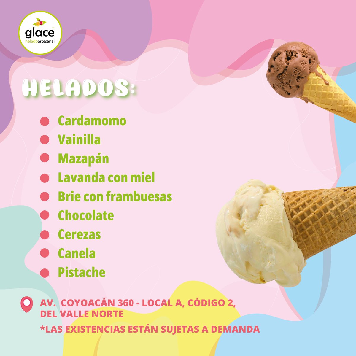 GlaceHelado's tweet photo. Conoce los #saboressemanales y cuéntanos, ¿cuál se te antoja más? 🤤
📍 Te esperamos en Av. Coyoacán 360-Local A, código 2, Del Valle Norte
#heladoartesanal #helado #postre #postrenatural #heladonatural #somosglace https://t.co/lpHAGYg9V9