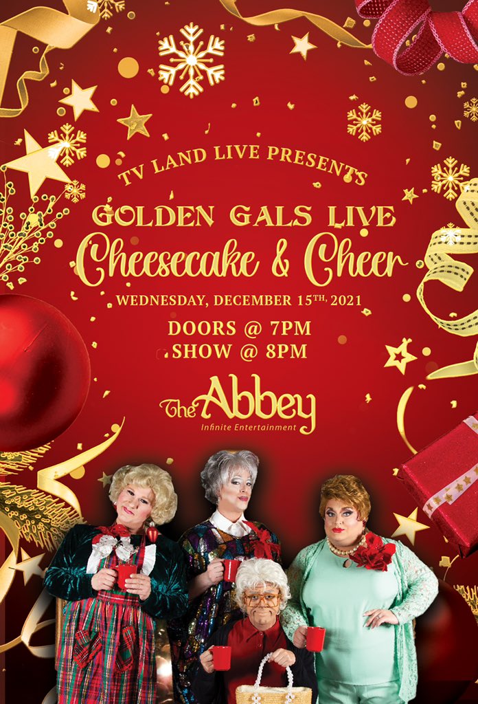 TVLand_Live's tweet photo. We are 50% sold on the all NEW Golden Gals Holiday Show: Cheesecake and Cheer! Get your tickets now! https://t.co/bweMPHWTCj https://t.co/cP15JvtCwR