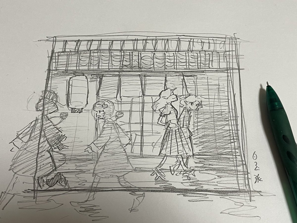 次の色紙の構図が大体決まった。夜の絵描けたら格好いいよね。 