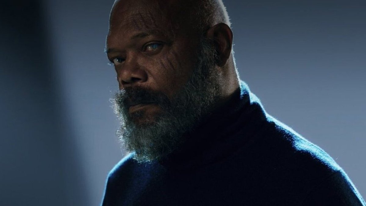 IGN's tweet photo. Behold, the first glimpse of the Disney+ Secret Invasion series starring Samuel L. Jackson as Nick Fury... with a beard, and without his eye patch. https://t.co/Dtl2tEOYqL https://t.co/DrPrehU13V