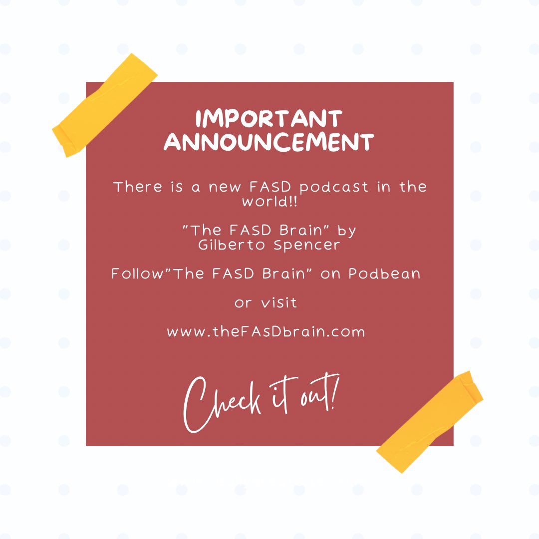 fasdhope's tweet photo. There is a new #FASD podcast in the world! Congratulations to @GilbertoSpencer & his podcast, โThe FASD Brainโ! Gilberto shares his journey & his perspective of life as an adult with an #FASD. We follow #thefasdbrain on @podbean.
#fasdpodcast
https://t.co/eMhWPUqQ5m https://t.co/TJaHplNGsG