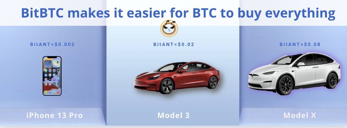 Give away a *FREE* #iPhone13Pro 
<a href="/Tesla/">Tesla</a> #Model3 and #ModelX  
✅Follow <a href="/SatoshiNJunior/">SNJ.BTC</a> and Join TG 
✅RT&amp;Like
✅<a href="/3/">Blair</a> KOL or Friends
🚀#BitANT=$0.002,#iPhone13Pro to 2 lucky ppl.
🚀$0.02,#Model3 to 1 ppl.
🚀$0.08,#ModelX to 1 ppl.
NO Deadline.
<a href="/elonmusk/">Elon Musk</a> #Giveaways #Retweet
SERIOUS！