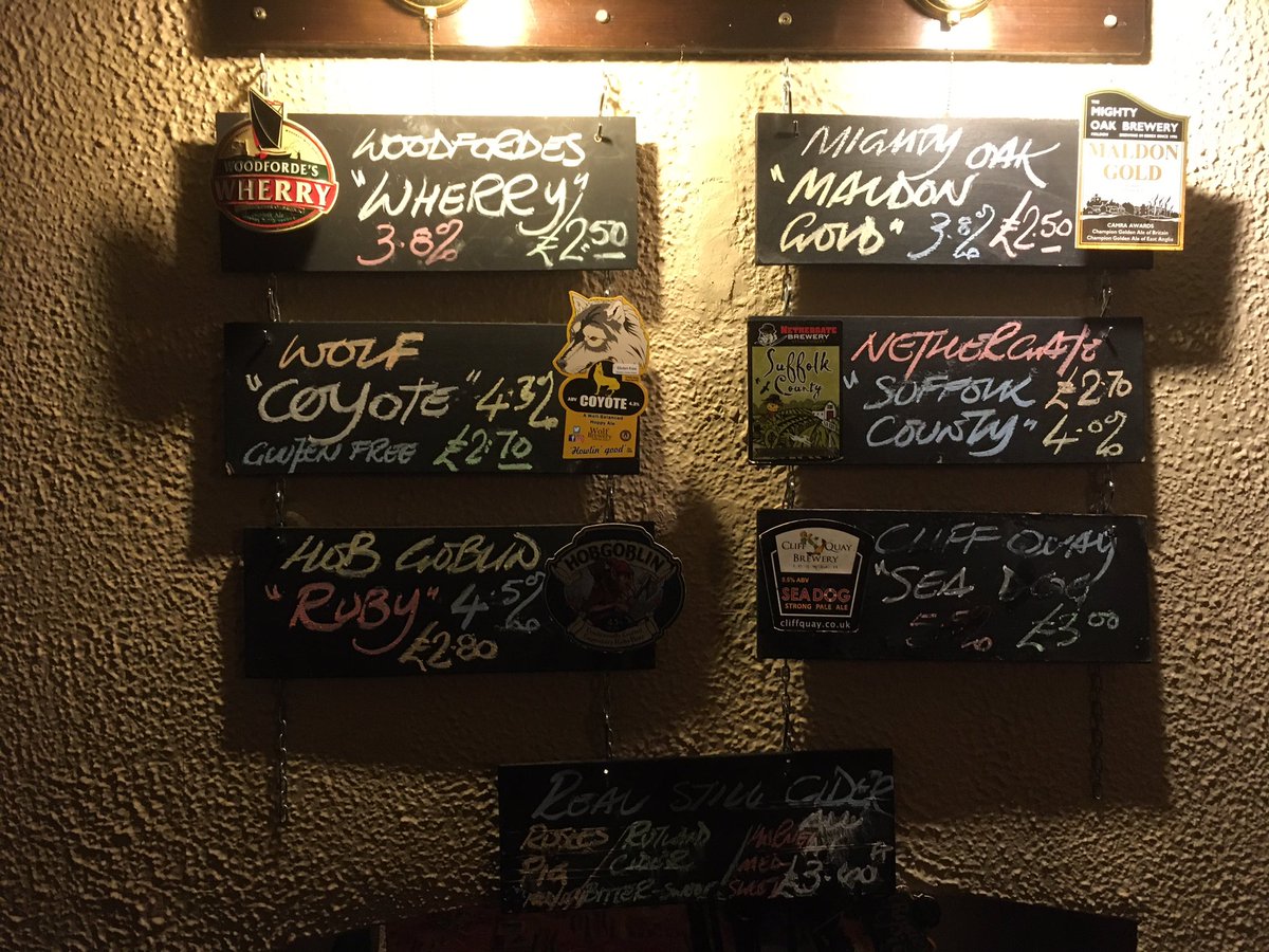 Busy Friday night, Rog,Bren &amp; Olivia flat out. Some great beers to try <a href="/MightyOakBrew/">Mighty Oak Brewing</a> Maldon Gold, <a href="/WolfBrewery/">Wolf Brewery</a> Coyote <a href="/WychwoodGoblins/">Wychwood Goblins</a> Ruby, <a href="/WoodfordesBeer/">Woodforde's Brewery</a> Wherry &amp; Nelsons, <a href="/Cliffquaybrewer/">Brewer</a> Sea Dog + Jugged up <a href="/MightyOakBrew/">Mighty Oak Brewing</a> oscar WIlde &amp; Kings.