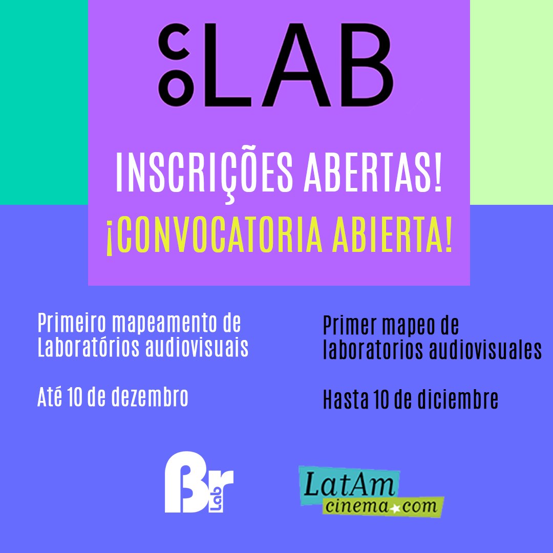 recam_mercosur's tweet photo. #Convocatoria CoLab I Mapeo de Laboratorios y Espacios de fortalecimiento de proyectos audiovisuales de Latinoamérica y el Caribe. Por #BrLab y @LatamCinema para impulsar la creación de una red latinoamericana de estos espacios.
Hasta 10Dic formulario en https://t.co/pG03MEbNEU https://t.co/rsx2ZjcDiG