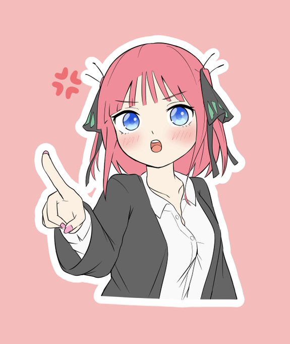 し　ろ　ねさんがTwitterに投稿した中野二乃(五等分の花嫁)のイラスト。