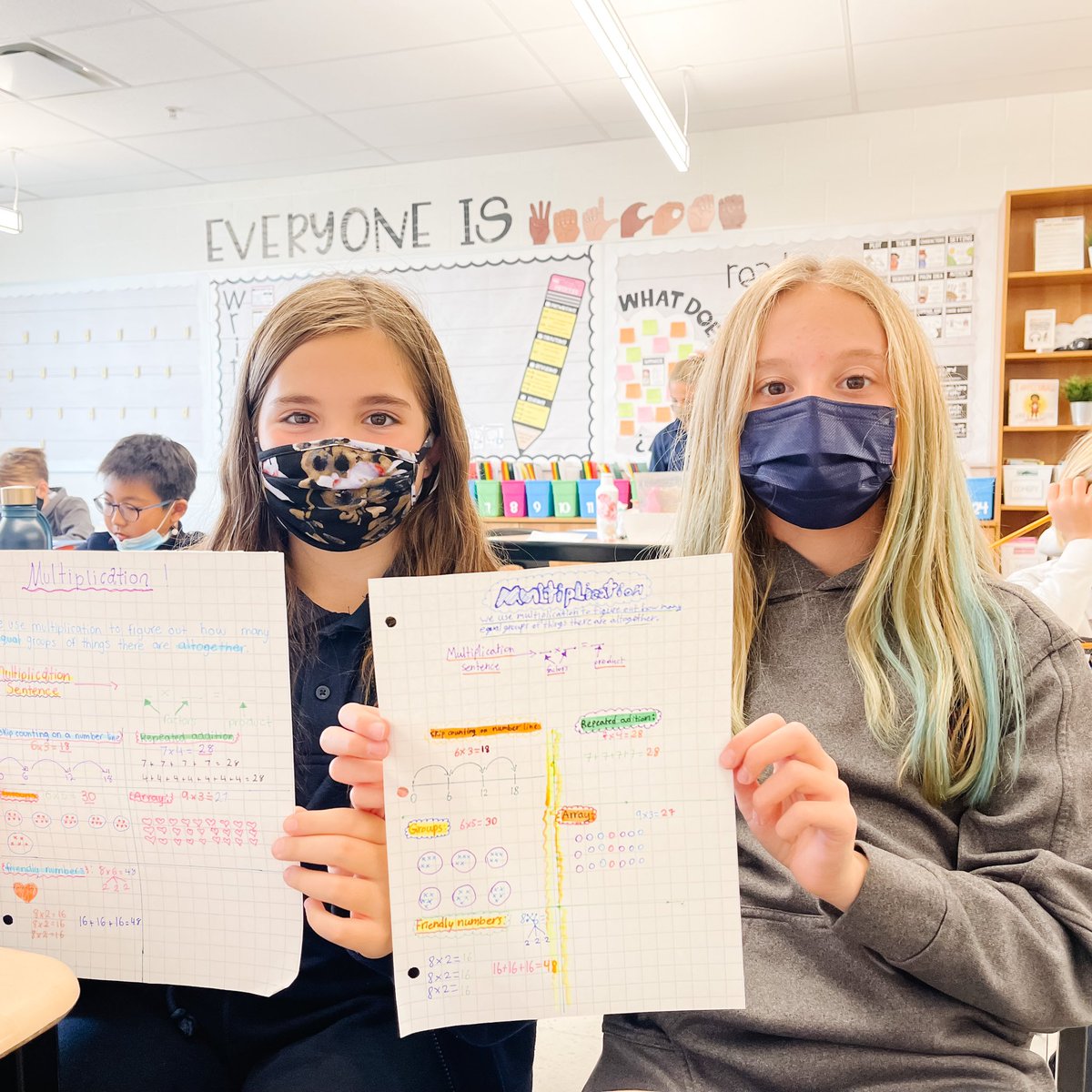 mrsknunes's tweet photo. We started multiplication today! Students co-created their own anchor charts for this unit with all of our multiplication strategies then used them to complete today’s independent work 🌟 “Teach me and I remember, involve me and I learn.”  @StGregoryHCDSB https://t.co/d559MppVRQ