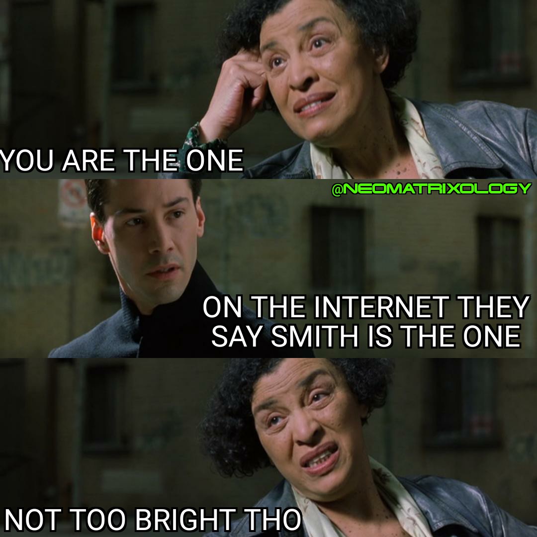 NeoMatrixology's tweet photo. "We're all here to do what we're all here to do." - The Oracle
#Matrix #Reloaded #TheOracle #Neo #MatrixMemes #TheMatrix
#Memes #KeanuReeves #MatrixMeme #GloriaFoster #MatrixReloaded #NeoIsTheOne #Meme #Oracle #MatrixUniversity #NeoMatrixology #TheMatrixResurrections https://t.co/kdsM3WM4DY