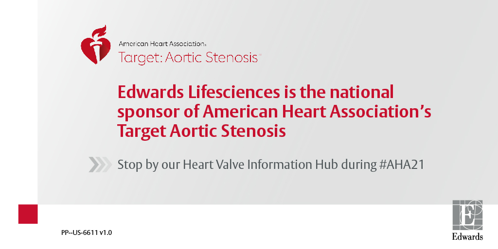 KristiRaban's tweet photo. We’re proud to be the national sponsor of the AHA’s Target: Aortic Stenosis initiative, which is why during #AHA21 our newest Heart Valve info hub is breaking down the latest #aorticstenosis recommendations. Learn more https://t.co/DRFWDmlDbG https://t.co/NJx8tuBdpb