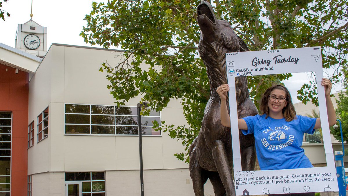 CSUSB_AG's tweet photo. Are you giving back this #GivingTuesdayCSUSB?
Remember, you can create a challenge or matching gift to help raise funds for student scholarships. More details at https://t.co/n6hjnBgia4. https://t.co/ulWAI4yPQL