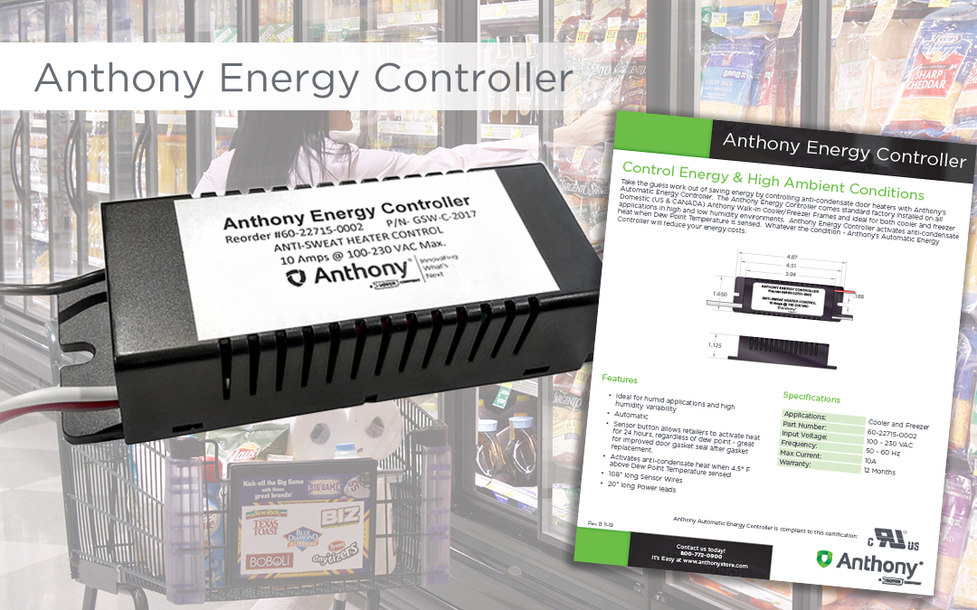 Take the guesswork out of saving energy by controlling anti-condensate door heaters with Anthony’s Automatic Energy Controller. Whatever the condition - Anthony’s Automatic Energy Controller will reduce your energy costs. 

anthonyintl.com/Solutions/othe…