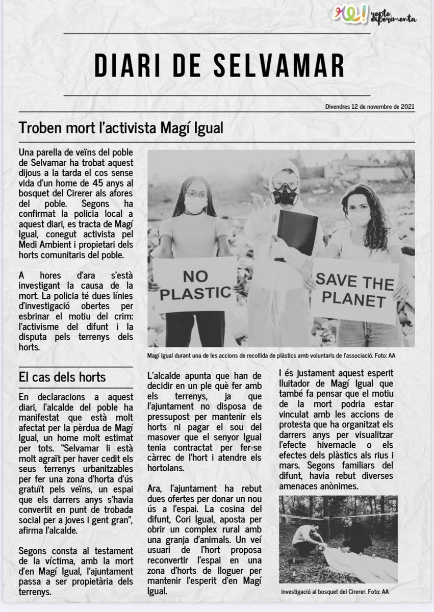 Atenció! Busquem joves per ajudar la Policia Científica a resoldre el cas d’un home trobat mort a la localitat de Selvamar 🔍