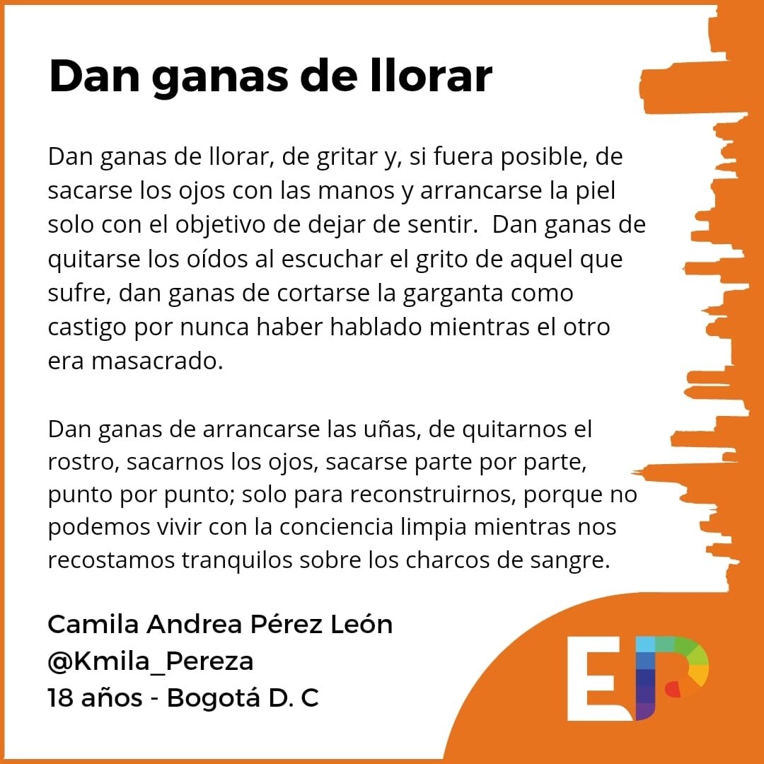 el_precursor_'s tweet photo. 🔴#TextoCorto | Seguimos en #Resistencia de diferentes maneras, en El Precursor lo sabemos, así que resistimos a través de las letras. ✊✍️
#Popular #Colombia #Bogota #Literatura https://t.co/IVt6eLFz4C