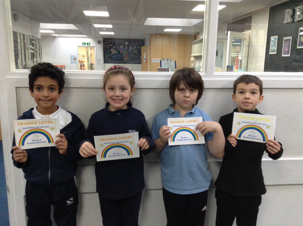 StBernardsep's tweet photo. Celebrating the children who have received certificates for our reading rainbow. Well done.#stbReading https://t.co/meJPoHivTf