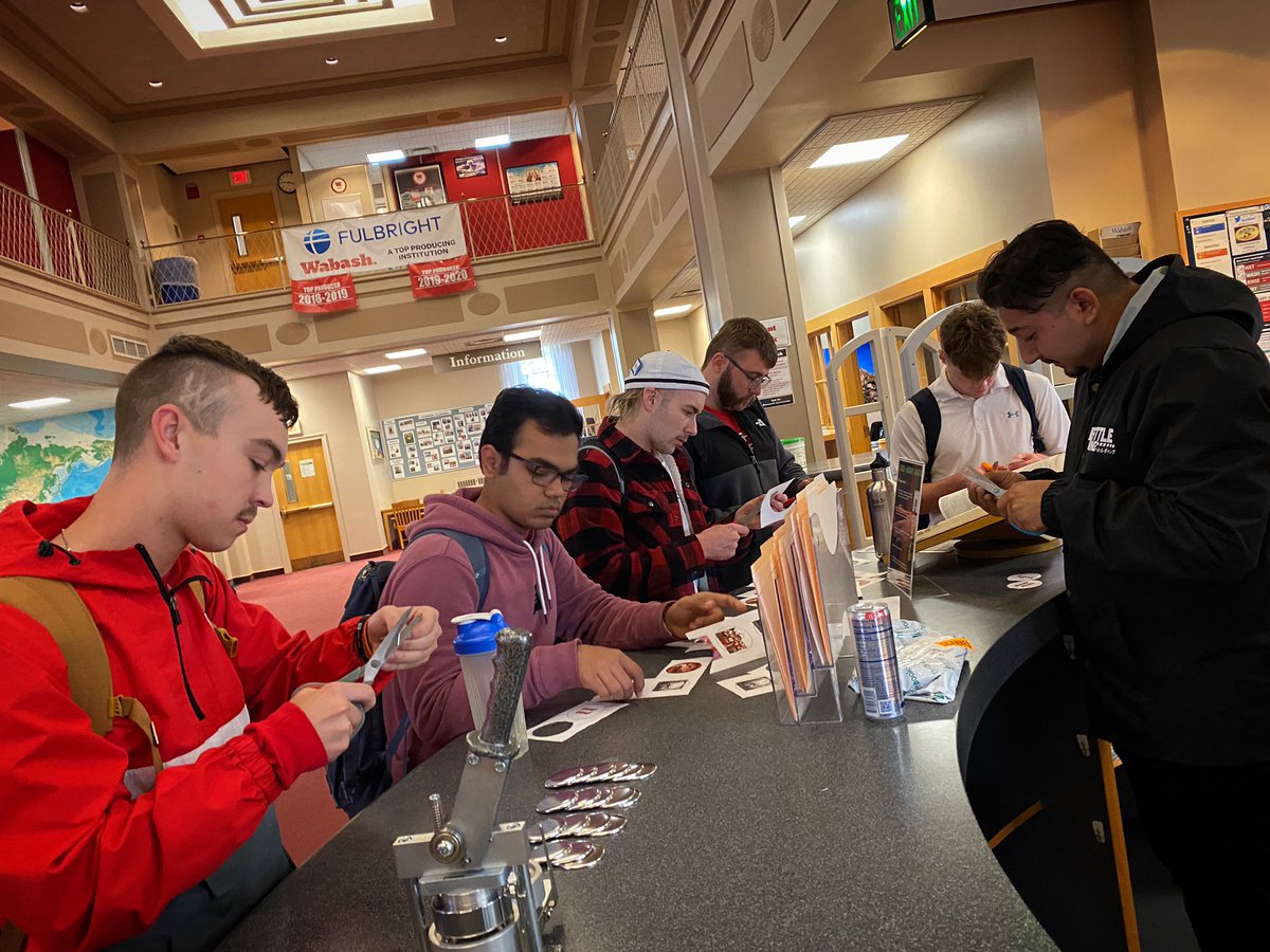 Wabash_Library's tweet photo. One more opportunity to make a button before the Bell Game! 🔔 Come by the library from 3pm-5pm TODAY! #WAF! https://t.co/ApUrqt5PV7