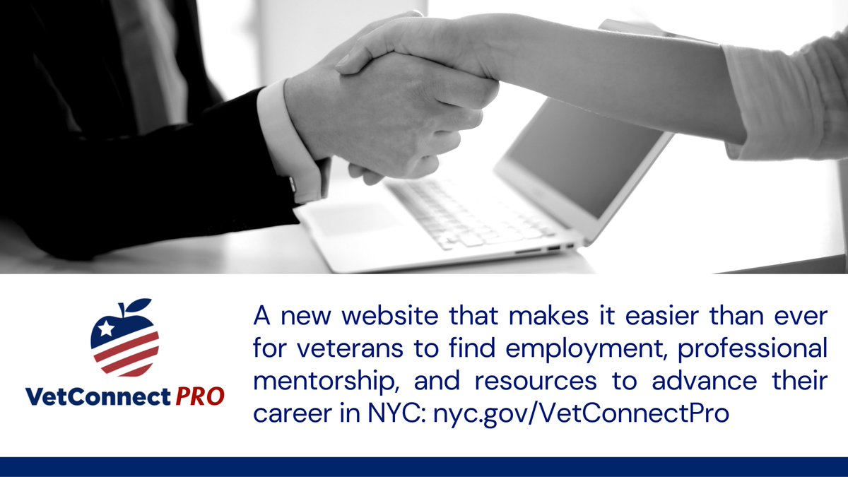 ATTN #veterans:

nyc.gov/vetconnectpro has what you need to launch a career in NYC.

“I’m proud that New York City is leading the way, making it easier than ever for veterans to find employment, mentorship, and resources with this first-in-the-nation tool.” - <a href="/NYCMayor/">Mayor Zohran Kwame Mamdani</a>