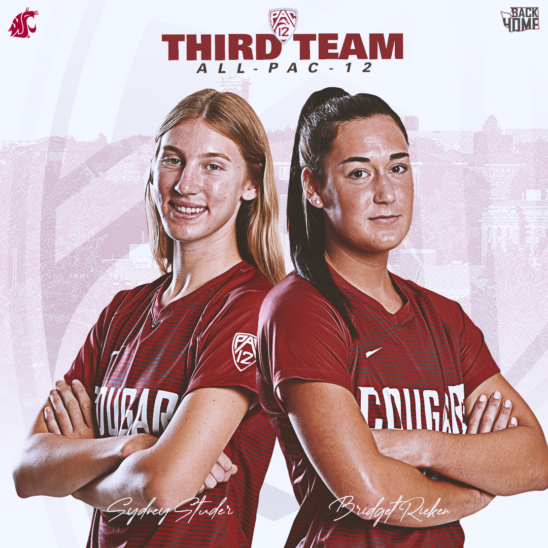 WSUCougarSoccer's tweet photo. No one was better than @sydneystuder and @BridgetRieken picking their spots while anchoring the defense. Congrats to the duo on taking home 3rd Team All-Pac-12 honors
📰| https://t.co/PneIyku7ul
#GoCougs https://t.co/9Tc4jhDhGW
