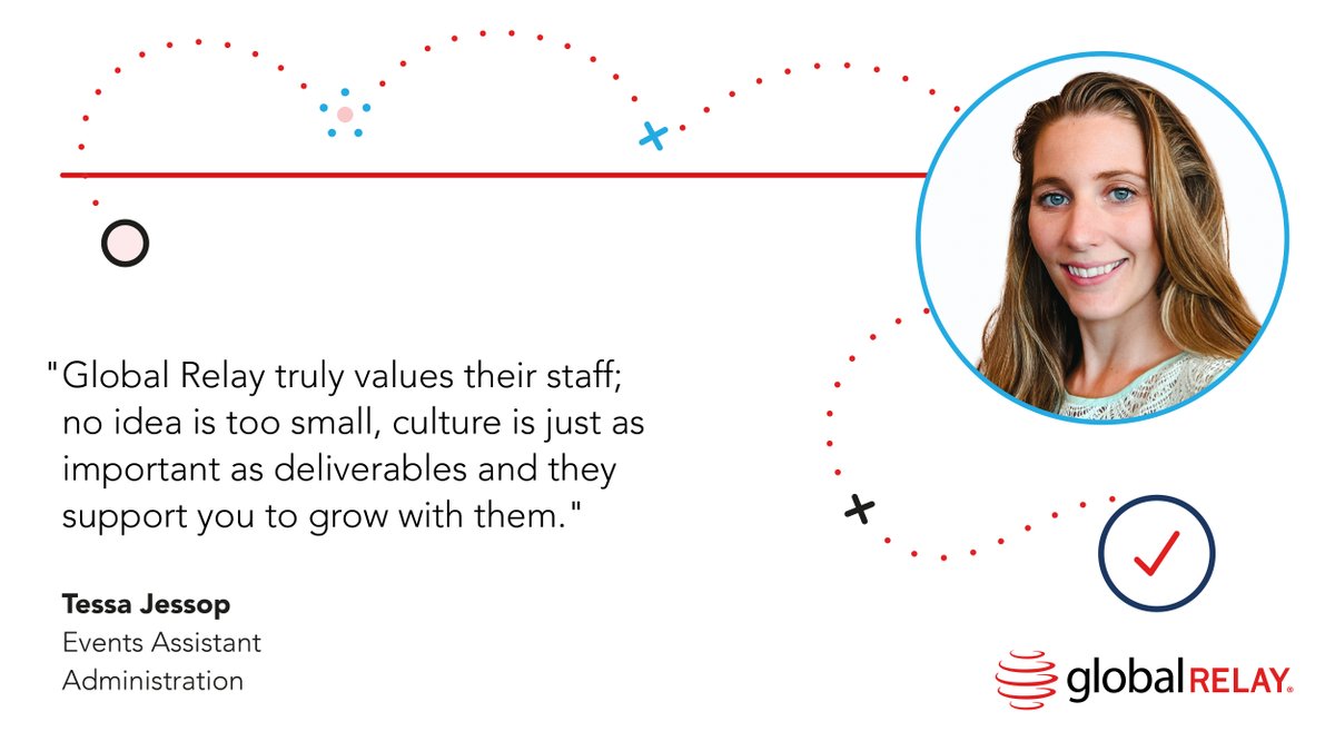 GlobalrelayHR's tweet photo. Tessa joined the Global Relay team in 2019 and currently works out of our London office in our Administration department as an Events Assistant.  To hear more from Tessa, please visit our Careers page. https://t.co/WAvAeI3Ud7

#LifeAtGlobalRelay #hiring #nowhiring #tech #jobs https://t.co/wKFKw1aeMS