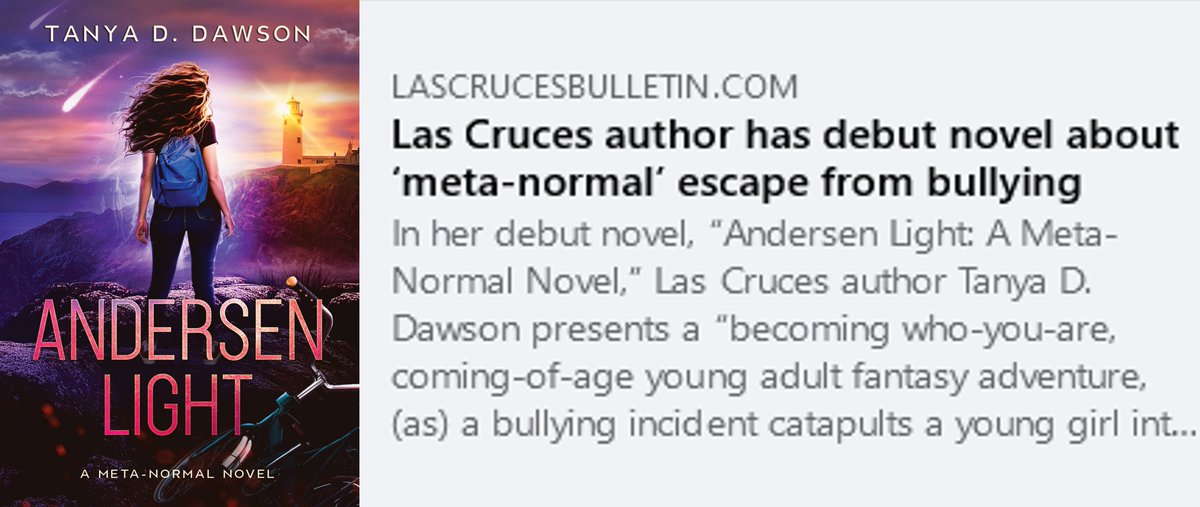 TanyaDDawson's tweet photo. Andersen Light made it into our a local weekly newspaper!
#andersenlightametanormalnovel #andersenlight 
#newrelease #newauthor #books #booktwitter #bookboost #readingforpleasure #reading 
#lascrucesbulletin #ReadersWanted 
https://t.co/qMk3T2OJDG https://t.co/GNj5PtmL91