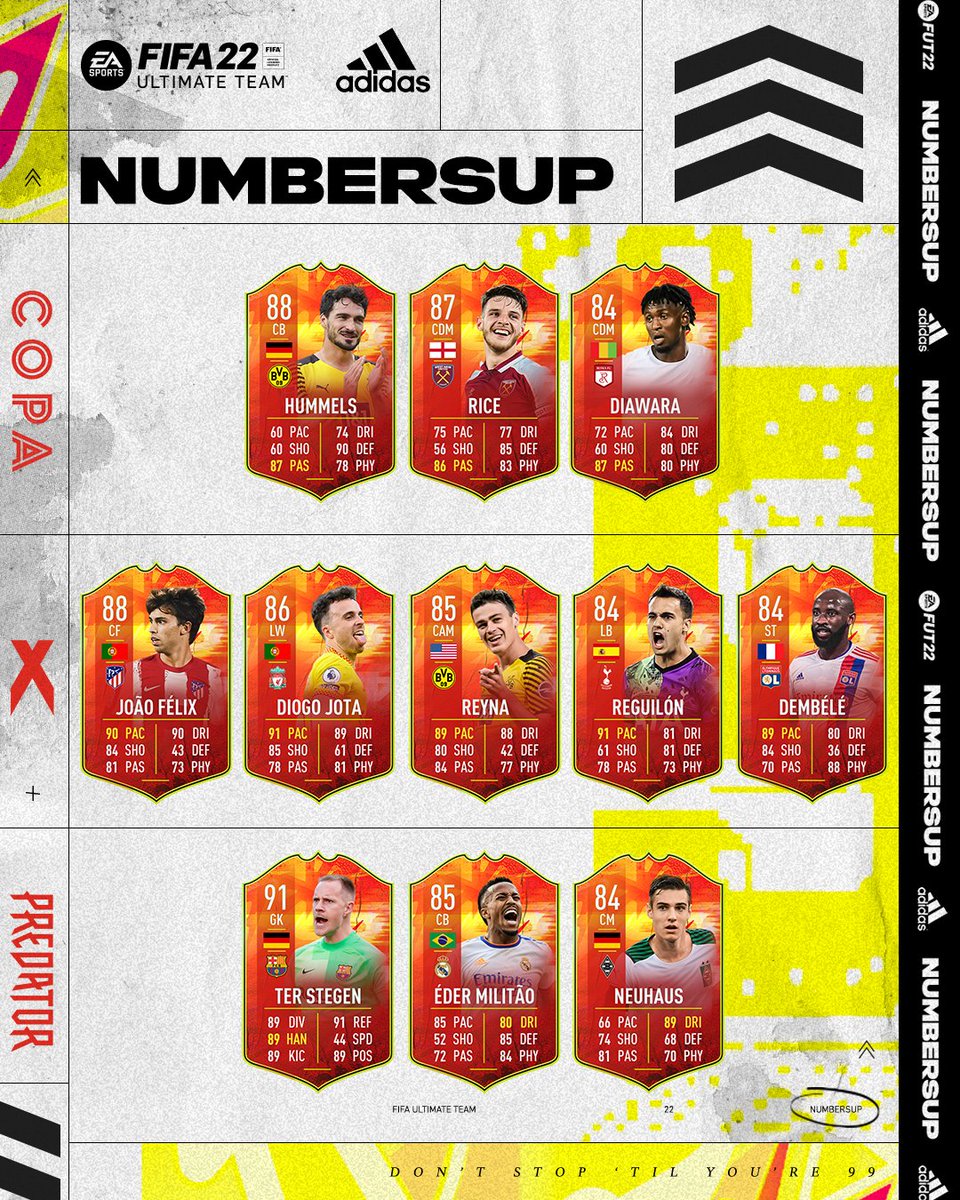 EASPORTSFC's tweet photo. X x Predator x Copa

Which @adidas #NumbersUp players complete your squad? https://t.co/GBSZX9u5tX

#FUT #FIFA22 https://t.co/8xzVGVIfvG