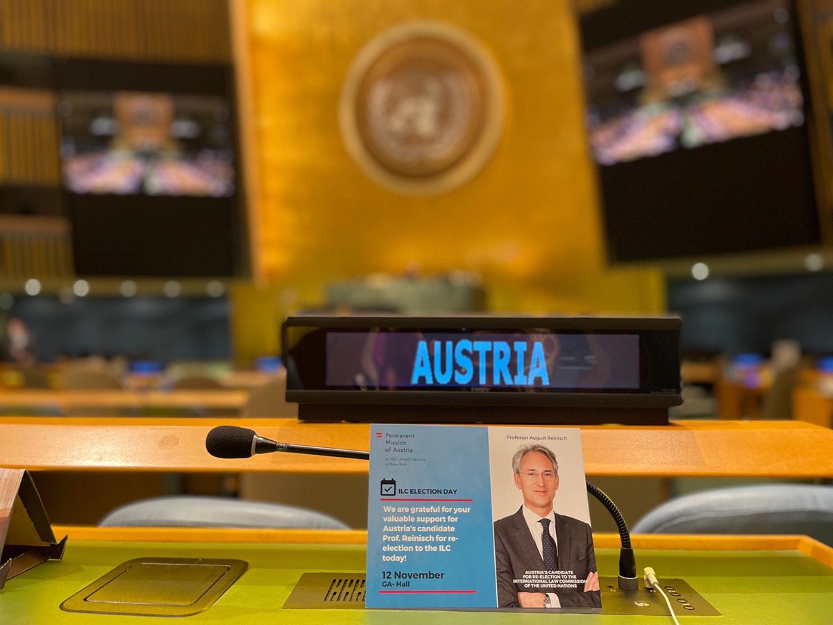 Congratulations to Austria’s candidate Professor August Reinisch on his re-election to the <a href="/UN/">United Nations</a> International Law Commission #ILC_2021. We thank all member states for their support!