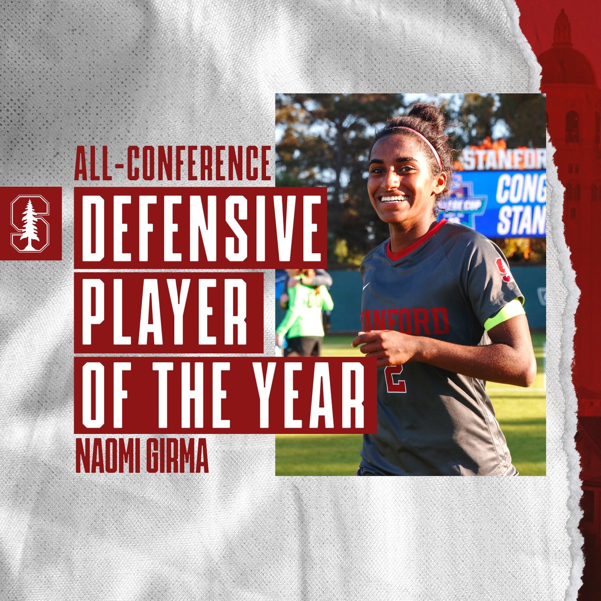 𝔻𝕖𝕗𝕖𝕟𝕕𝕖𝕣 𝕠𝕗 𝕥𝕙𝕖 𝕐𝕖𝕒𝕣

<a href="/naomi_girma/">Naomi Girma</a> has been named <a href="/pac12/">Pac-12 Conference</a> Defender of the Year for the second time in her career!

Stanford has now won the award in 🖐️ straight seasons. 👏👏👏👏👏

#GoStanford