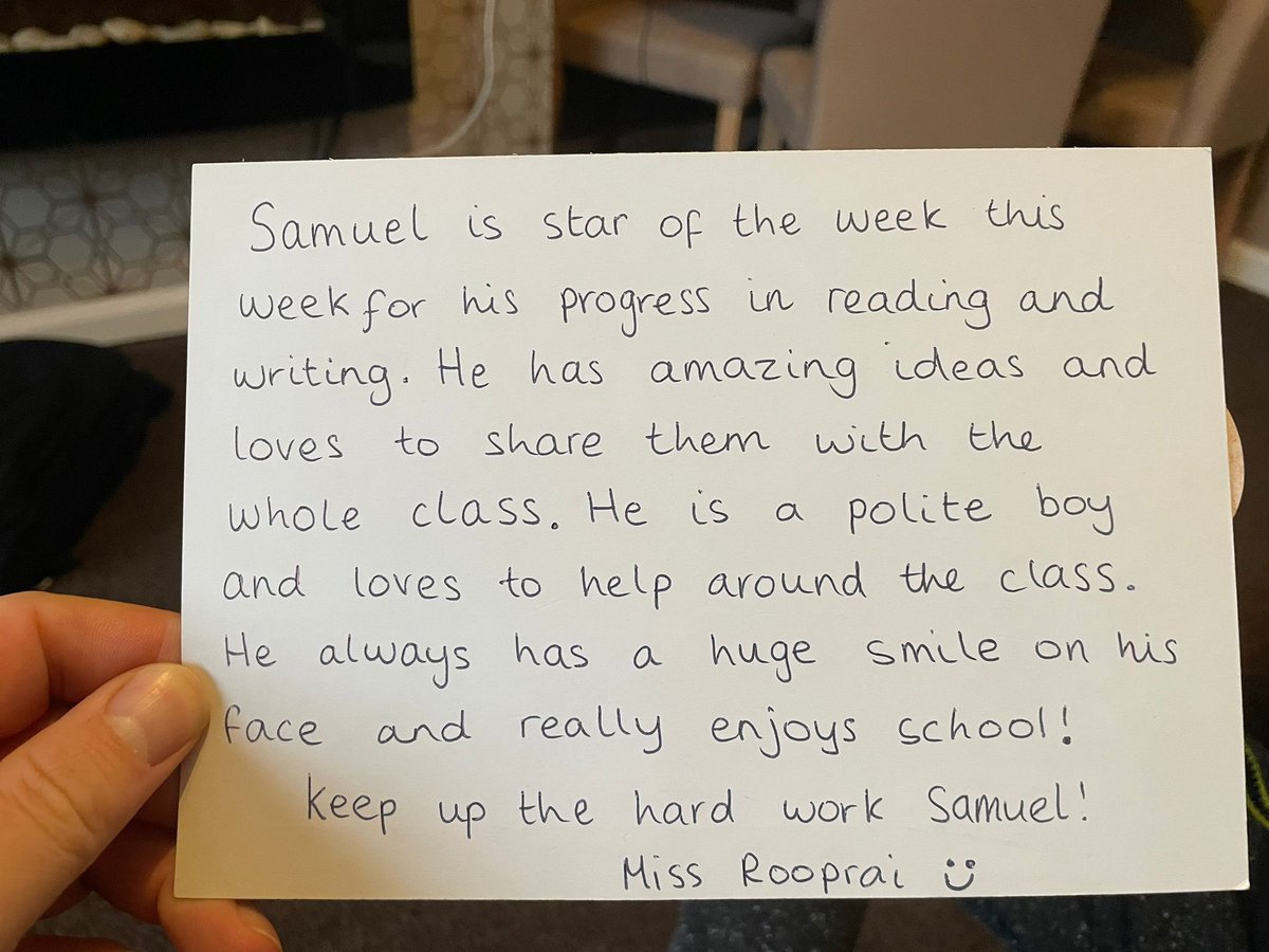 Full of smiles tonight he’s buzzing with getting star of the week 🎉🎉🎉<a href="/chrisdysonHT/">Chris Dyson FCCT</a> <a href="/ParklandsLeeds/">Parklands Primary</a> <a href="/Miss_Rooprai_/">Gurpreet K Rooprai</a>