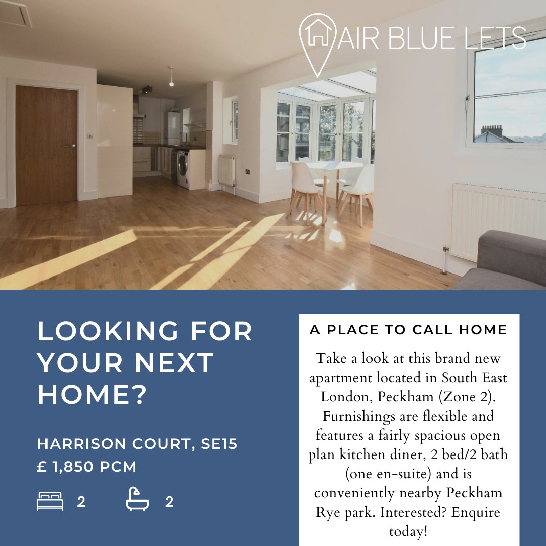 Check out this lovely 2 bed, 2 bath flat located in Peckham (Zone 2). Get in touch, you don't want to miss out! Available 22nd November.  
:
To check our new listing, follow the link. bit.ly/3wvSPVe