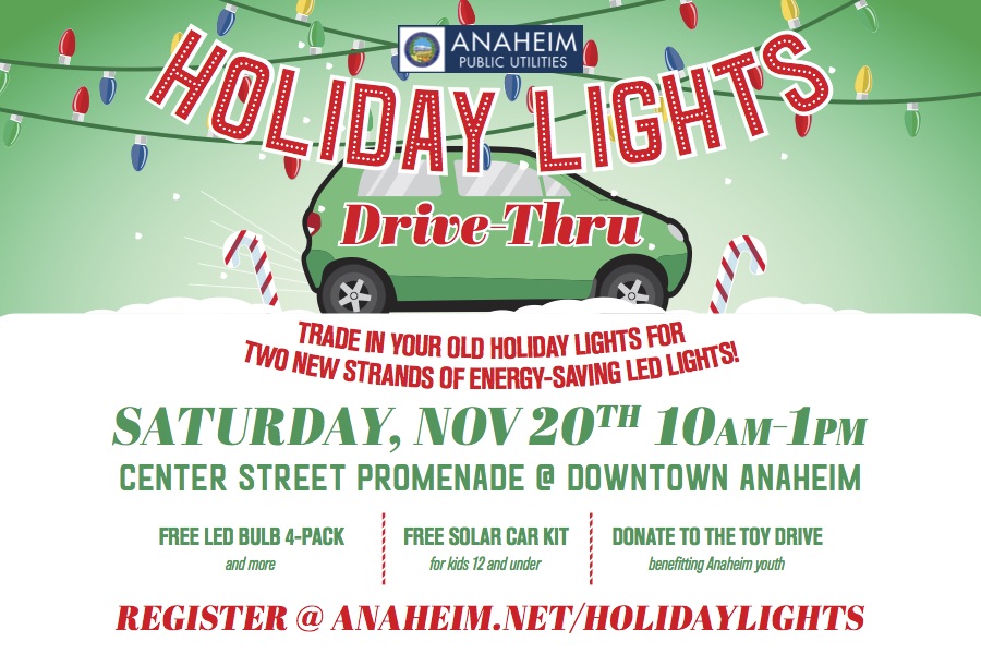 AnaheimBeautifu's tweet photo. We are excited to share information on this annual event from Anaheim Public Utilities, our partners for our Holiday Lights Contest.  Exchange your old lights on November 20 and check back here soon for details on our 2021 Holiday Lights Contest. https://t.co/lzOz4czQ51