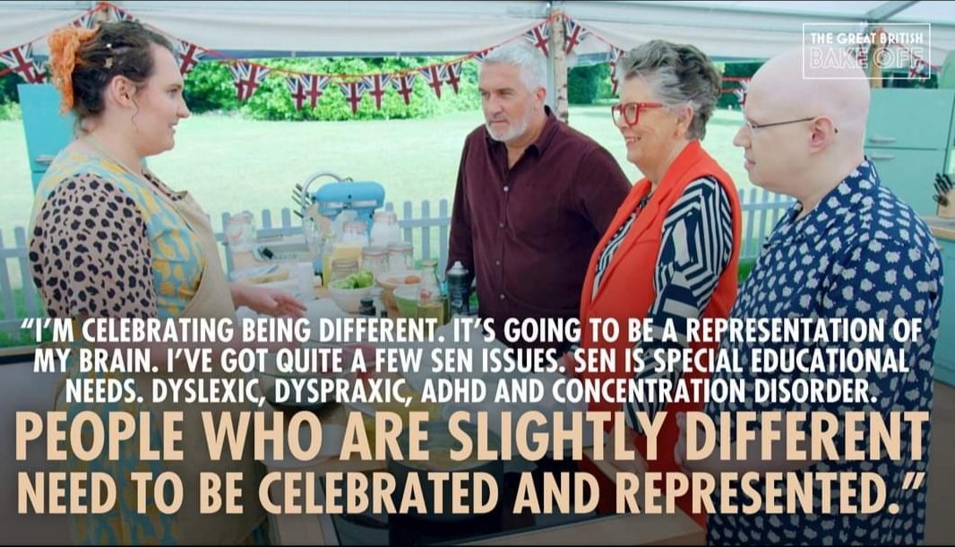 What an important message on <a href="/BritishBakeOff/">British Bake Off</a> this week! We alway aim to celebrate all of our students no matter their level of need! #SENrepresentation #YouCantBeWhatYouCantSee