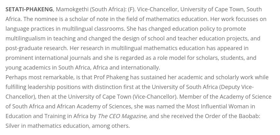 TWASnews's tweet photo. Congratulations to newly elected #TWASFellow @FabAcademic of #SouthAfrica, with @UCT_news! She will be a #Fellow in #TWAS #SocialAndEconomicSciences section, starting in #January 2022.
https://t.co/cu5b4HoiHz
#TWASGeneralConference https://t.co/WfGQN2qaNA
