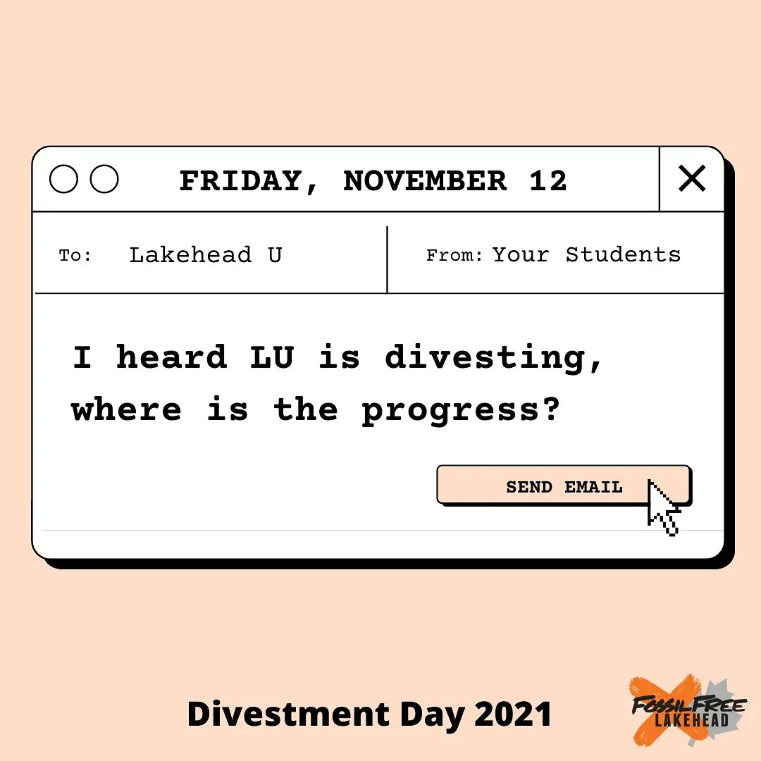 FossilFreeLake's tweet photo. Today is the #divestmentdayofaction and we're demanding transparency from LU! Please amplify our demands by sending an email. It just takes a minute!  https://t.co/CE5R9ATtgi https://t.co/gIV2fW9Zab