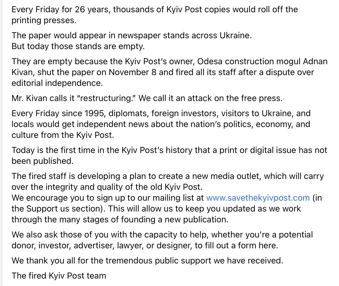 savekyivpost's tweet photo. Here's the latest update from the fired Kyiv Post newsroom 👇

#SaveKyivPost https://t.co/1KI9qEzlgL