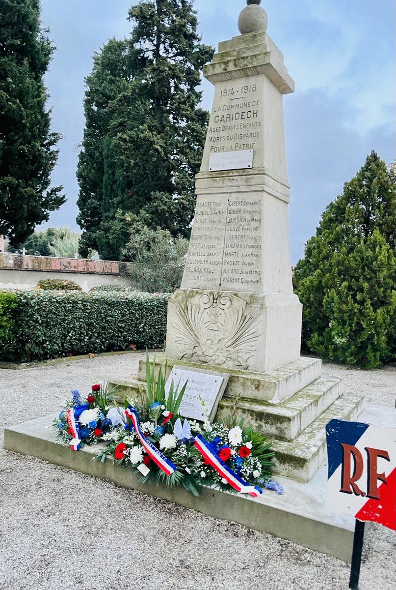 JeanLucLAGLEIZE's tweet photo. #11novembre 103ème anniversaire de l’ #Armistice de 1918 dans nos communes de la #circo3102. Aujourd’hui les hommages sont rendus à ceux qui sont morts pour la #France 🇫🇷 à #Garidech, mais aussi à #Montjoire et #Montpitol https://t.co/8YCaLos6Pa