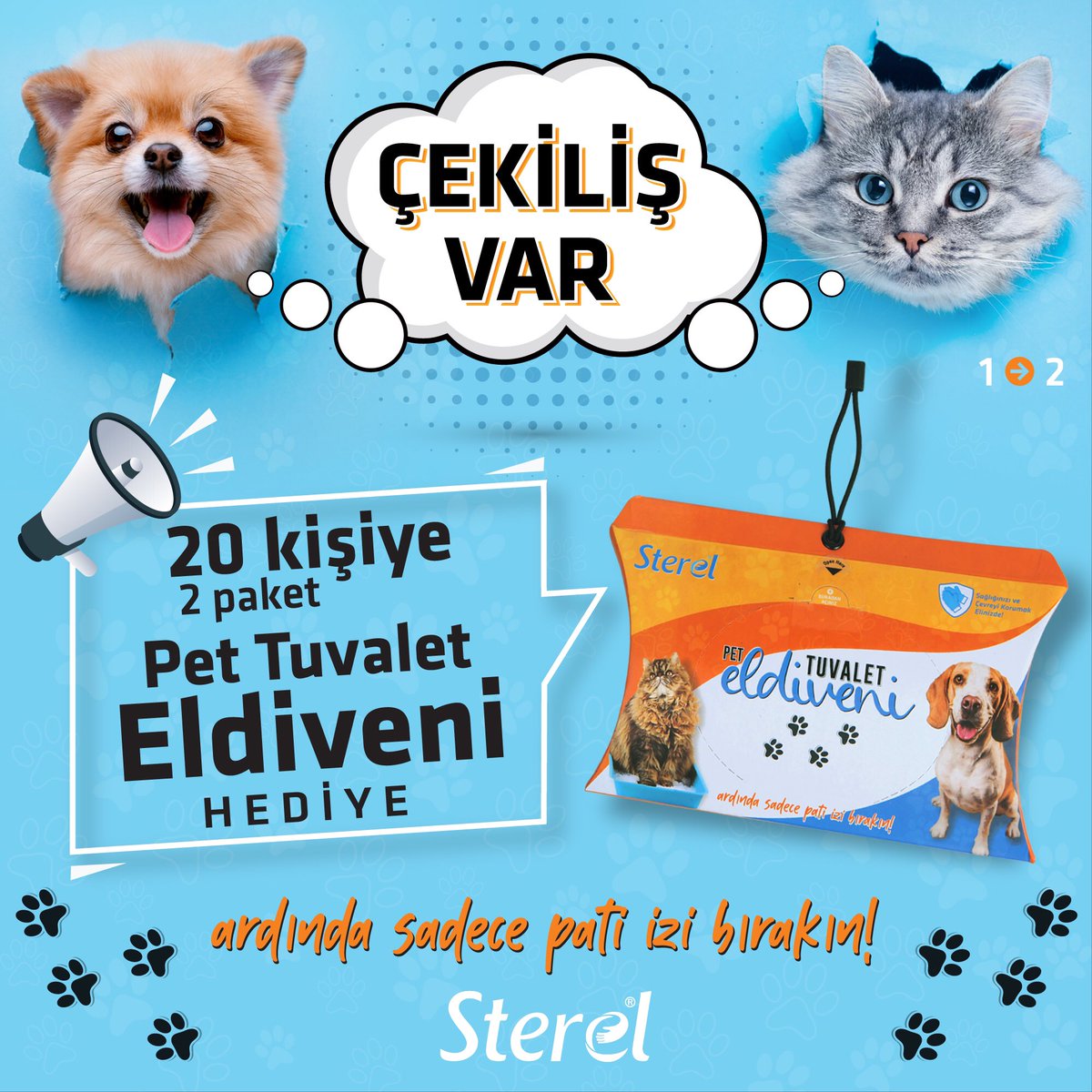 SterelCompany's tweet photo. ÇEKİLİŞ VAR!
20 kişiye 2 paket “Pet Tuvalet Eldiveni” Hediye!!! YENİ ÜRÜN!!!

Nasıl katılısınız?
* @sterelcompany bu hesabı takip edin.
*Bu paylaşımı beğenin.
*Bu paylaşımın yorumuna 2 arkadaşınızı etiketleyin.

Koşullar &amp; Kurallar:
*Her hesap bir kez katılabilir.
…+ https://t.co/4ZAD0BXxWX
