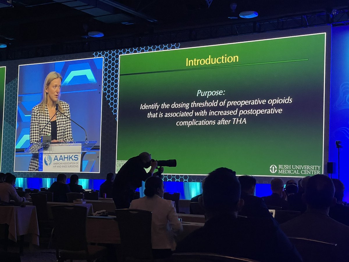 JArthroplasty's tweet photo. Live from AAHKS: study from @MOR_Docs showed that patients taking as little as 1 5mg hydrocodone pill prior to THA had an increased risk of ED visits and readmissions. What do you do to decrease post op complications in patients on opioid preop?? https://t.co/kHUif4qhGK