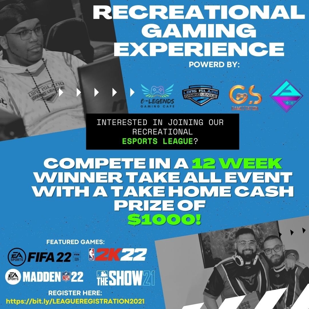 LIGamingLeague's tweet photo. LI Gamers! We’re happy to announce that we have partnered with @TheGamersClubNY , @gamestationinc &
@elegendsgaming
the dopest LAN/Gaming Centers on #LongIsland to bring you a true eSports experience. The league will spans a 12 week period with a grand prize of $1000!#LIGL https://t.co/i9yJX5nTG6
