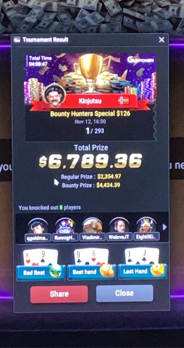 kinjutsu87's tweet photo. Ty @GGPoker  @LexVeldhuis. One for the beakerarmy! 🥳🏆 https://t.co/BMRyFEuO1A