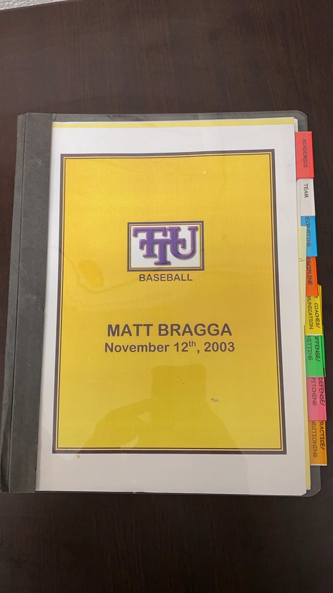 18 years ago today my interview book for our first stint with Tennessee Tech Baseball!  So excited to be back at TTU!  Let’s do it even better this time!  Believe it!  God has the plan!!!