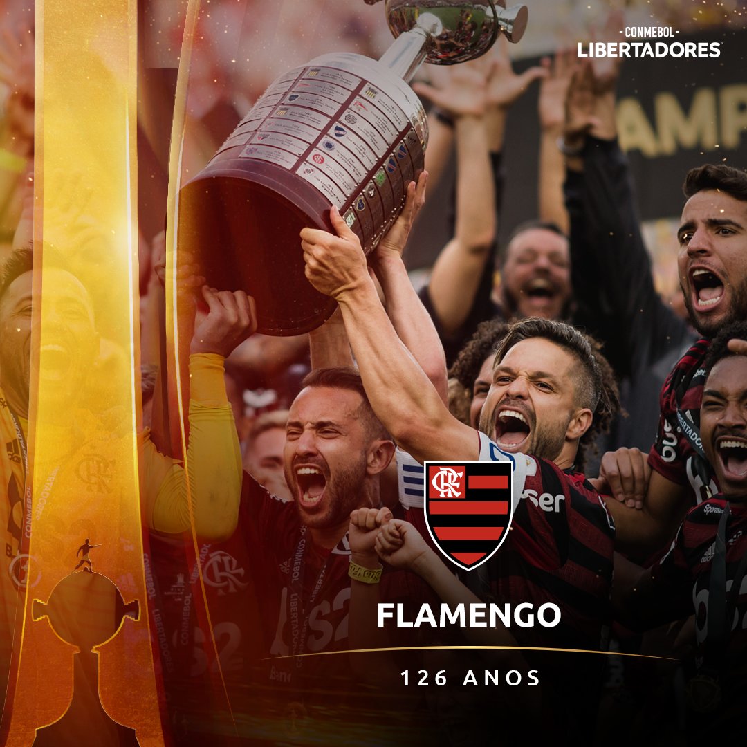 LibertadoresBR's tweet photo. 🎂❤️🖤 Parabéns, @Flamengo! Bicampeão da CONMEBOL #Libertadores, o finalista de 2021 festeja 1⃣2⃣6⃣ anos de sua fundação.

🏆🏆 #GloriaEterna https://t.co/bZomRhNwH5
