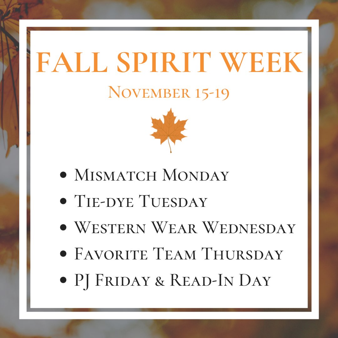 CockrillCowboys's tweet photo. It's time for the Student Council Fall Spirit Week!
🍁
#CMSSticksTogether
#DoYourBestBeYourBest https://t.co/rEi0K1OS6R