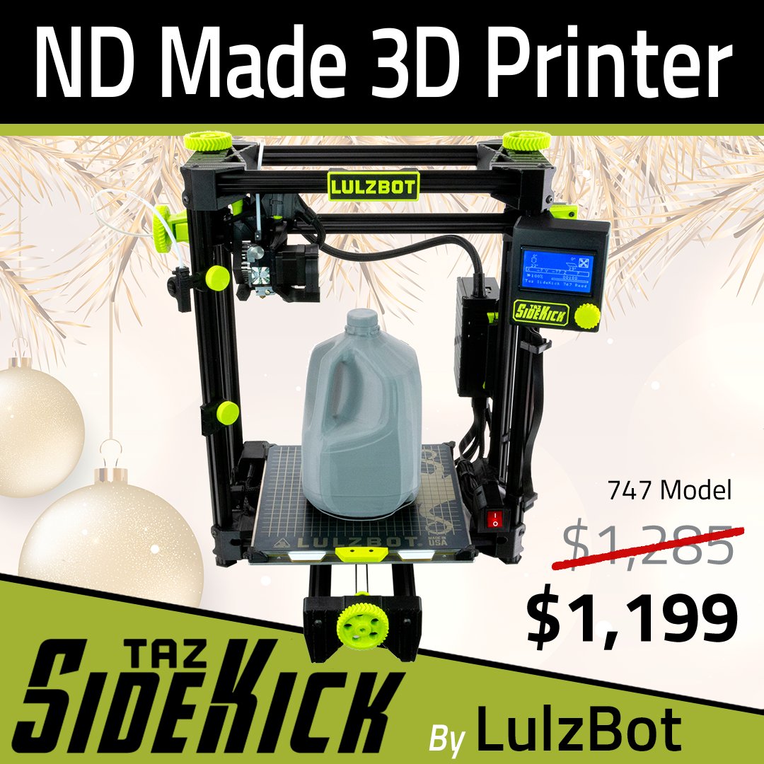 lulzbot3D's tweet photo. Give a gift that keeps giving this Holiday season, a TAZ SideKick! ๐ค๐๐
Whether this TAZ SideKick is for you or your loved one, everything you need to start printing comes in this LulzBot recommended configuration.
https://t.co/0arL6jeMcS
#3Dprinting #LulzBot #10yearsoflulz https://t.co/KXWkvQdVof