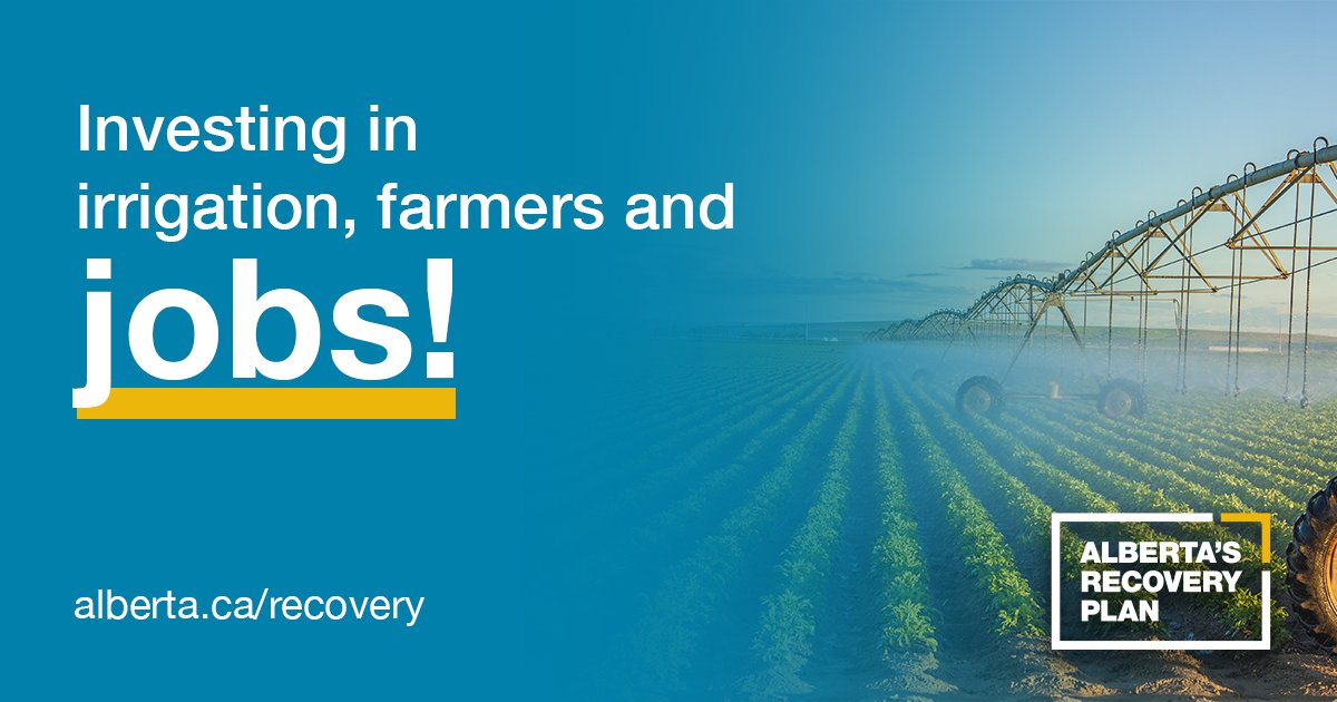 jkenney's tweet image. Capping off an amazing week of investment and economic news by announcing another $118 million for improving irrigation for Alberta’s farmers.

Alberta’s Recovery Plan 🏗 keeps delivering results!

➡ Read more: alberta.ca/release.cfm?xI…