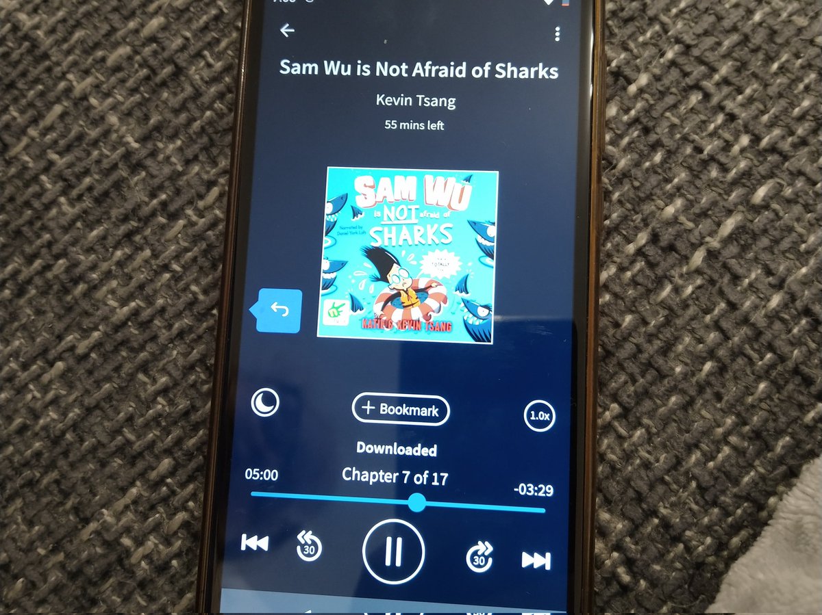 MakexBelieve's tweet photo. My 7yo's is currently listening to #SamWuIsNotAfraid at bedtime. She started this week and is already on book two. Sam has been an instant hit. https://t.co/Vlxqkd9MRw