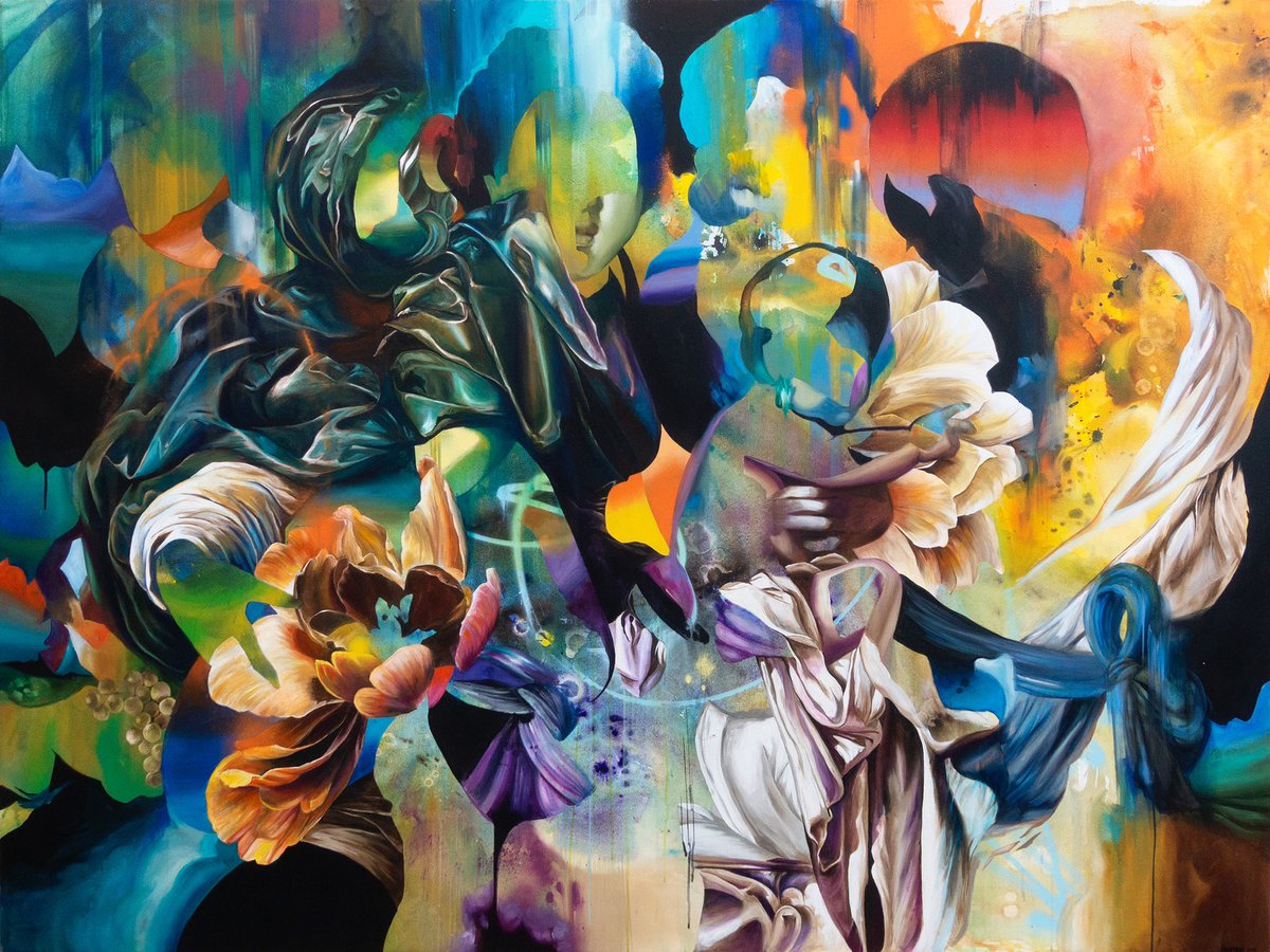 Should I mint this? 🤔 “Ink in the Bloodline” 🩸 acrylic and spray paint on canvas (6ftx8ft)