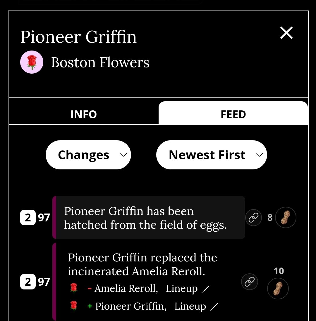 RIV Amelia Reroll, welcome Pioneer Griffin of the Boston Flowers. #blaseball #shortcircuits