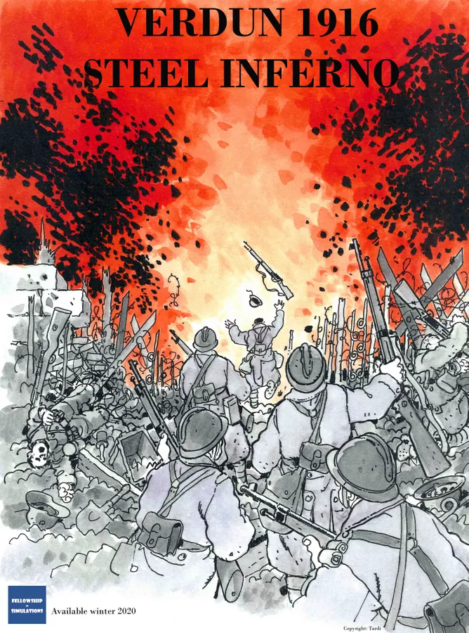 NakedCardboard's tweet image. I watched a bit of the Verdun 1916: Steel Inferno demo at #SDHistCon and it looks terrific. I really like the art on many of the cards, and the cover. There&apos;s a definite Tignous &quot;Grizzled&quot; quality to it.