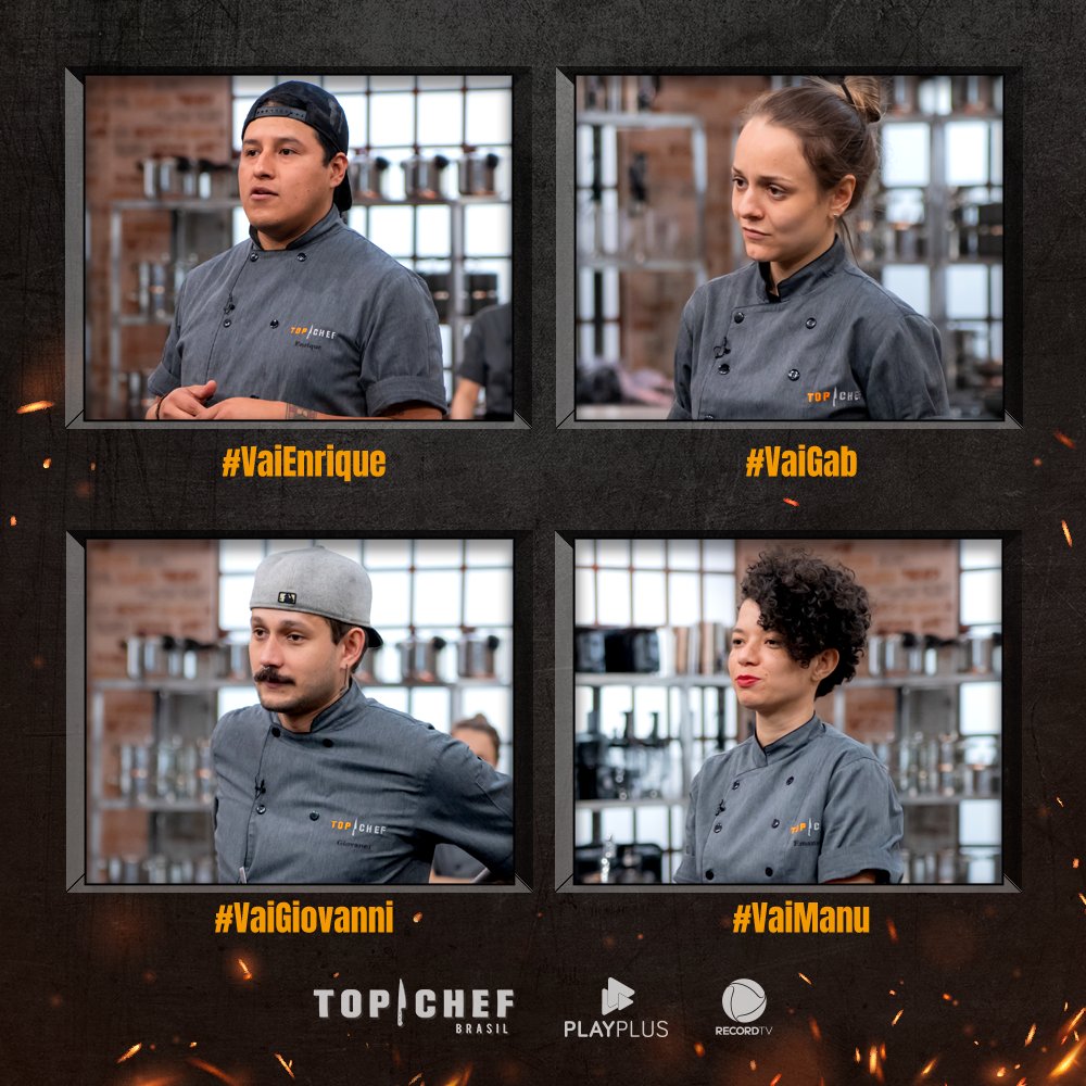 TopChefBrasil's tweet photo. Por esse TWIST, os nossos chefs não esperavam! Quem ganhará o #DesafioDeEliminação de hoje? #TopChefBrasil
#VaiEnrique
#VaiGab
#VaiGiovanni
#VaiManu https://t.co/qrM78OATvc